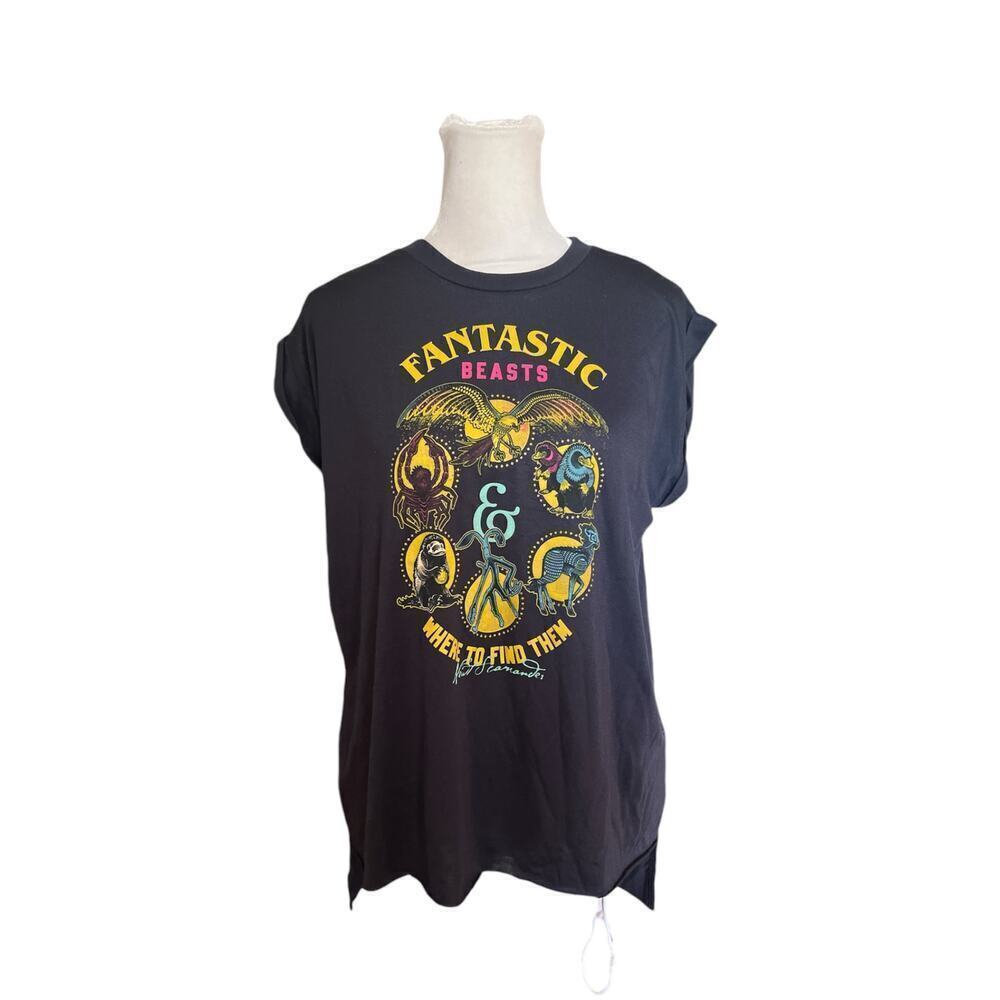 Universal Studios Fantastic Beasts Graphic Muscle Tee Grey High-Low Medium